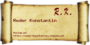 Reder Konstantin névjegykártya